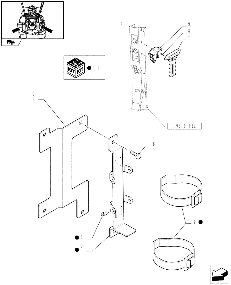 Схема запчастей Case IH PUMA 125 - (1.90.7) - FIRE EXTINGUISHER PREDISPOSITION AND EMERGENCY EXIT HAMMER - D6514 (10) - OPERATORS PLATFORM/CAB