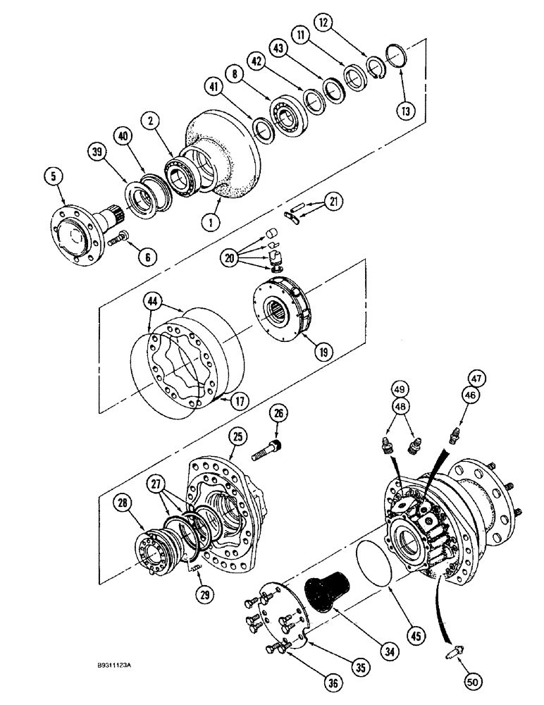 Схема запчастей Case IH 1666 - (5-50) - WHEEL DRIVE MOTOR, POWER GUIDE AXLE (04) - STEERING