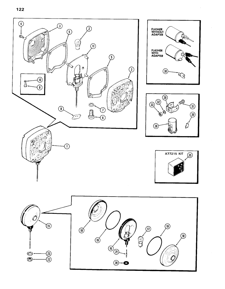 Схема запчастей Case IH 870 - (122) - FLASHER LIGHT ATTACHMENT, SQUARE TYPE (04) - ELECTRICAL SYSTEMS