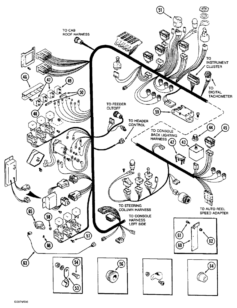 Схема запчастей Case IH 1660 - (4-10) - CONSOLE HARNESS, RIGHT-HAND SIDE, PRIOR TO P.I.N. JJC0103800 (CONTD) (06) - ELECTRICAL