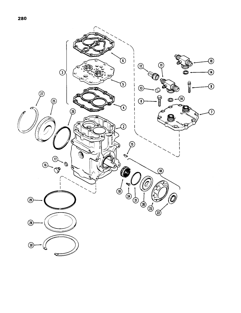 Схема запчастей Case IH 1170 - (280) - CAB, TECUMSEH COMPRESSOR (09) - CHASSIS/ATTACHMENTS