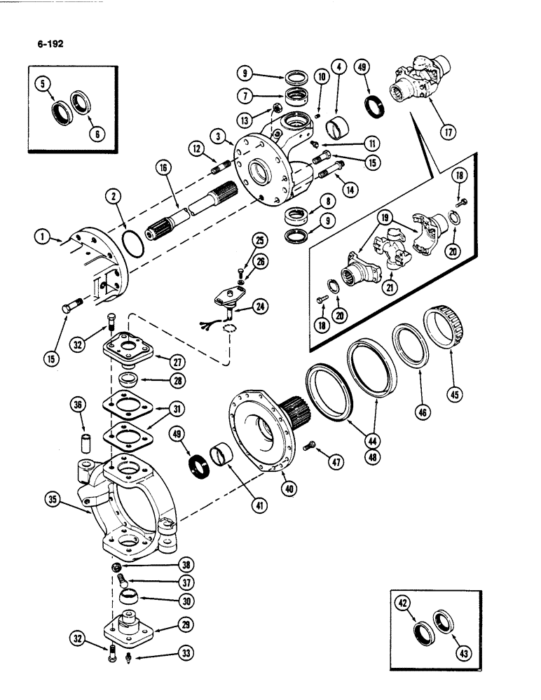 Схема запчастей Case IH 4494 - (6-192) - FRONT AXLE ASSEMBLY LEFT TRUNNION AND SPINDLE (06) - POWER TRAIN