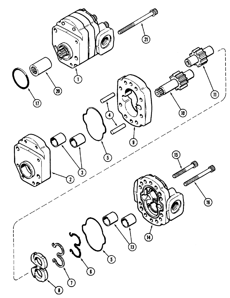 Схема запчастей Case IH 2090 - (8-388) - HYDRAULICS, GEAR AND PISTON PUMP ASSEMBLY, TRANSMISSION SERIAL NUMBER 16210895 AND AFTER (CONTD) (08) - HYDRAULICS