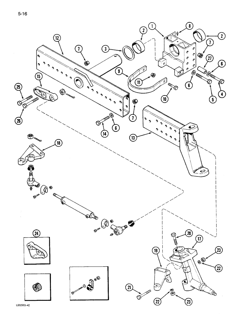 Схема запчастей Case IH 1680 - (5-016) - ADJUSTABLE STEERING AXLE (04) - STEERING