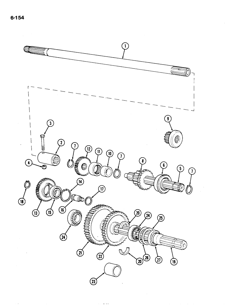 Схема запчастей Case IH 1194 - (6-154) - POWER TAKE-OFF GEARS AND SHAFTS (06) - POWER TRAIN