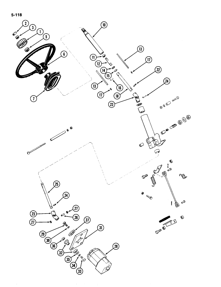 Схема запчастей Case IH 4490 - (5-118) - STANDARD STEERING WHEEL, SHAFT AND PUMP (05) - STEERING