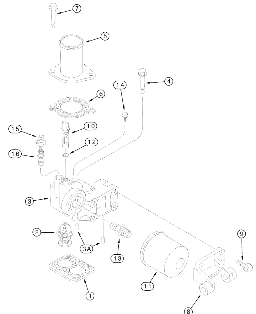 Схема запчастей Case IH 2388 - (02-40) - WATER FILTER AND THERMOSTAT - BSN JJC0273000 (01) - ENGINE