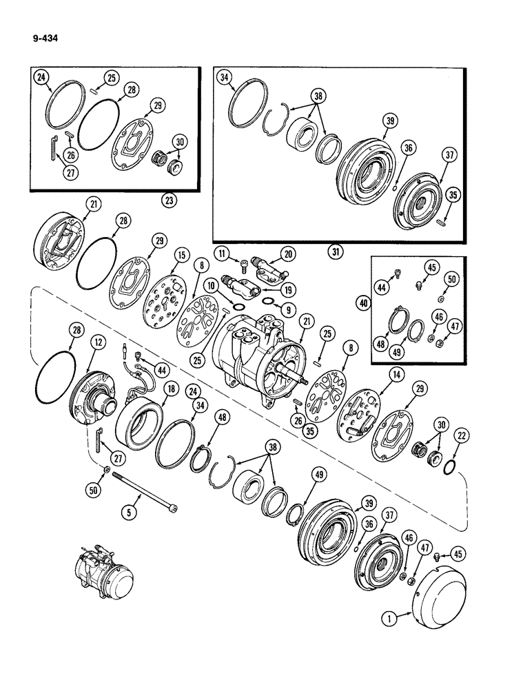 Схема запчастей Case IH 4994 - (9-434) - AIR CONDITIONING, AIR COMPRESSOR ASSEMBLY (09) - CHASSIS/ATTACHMENTS