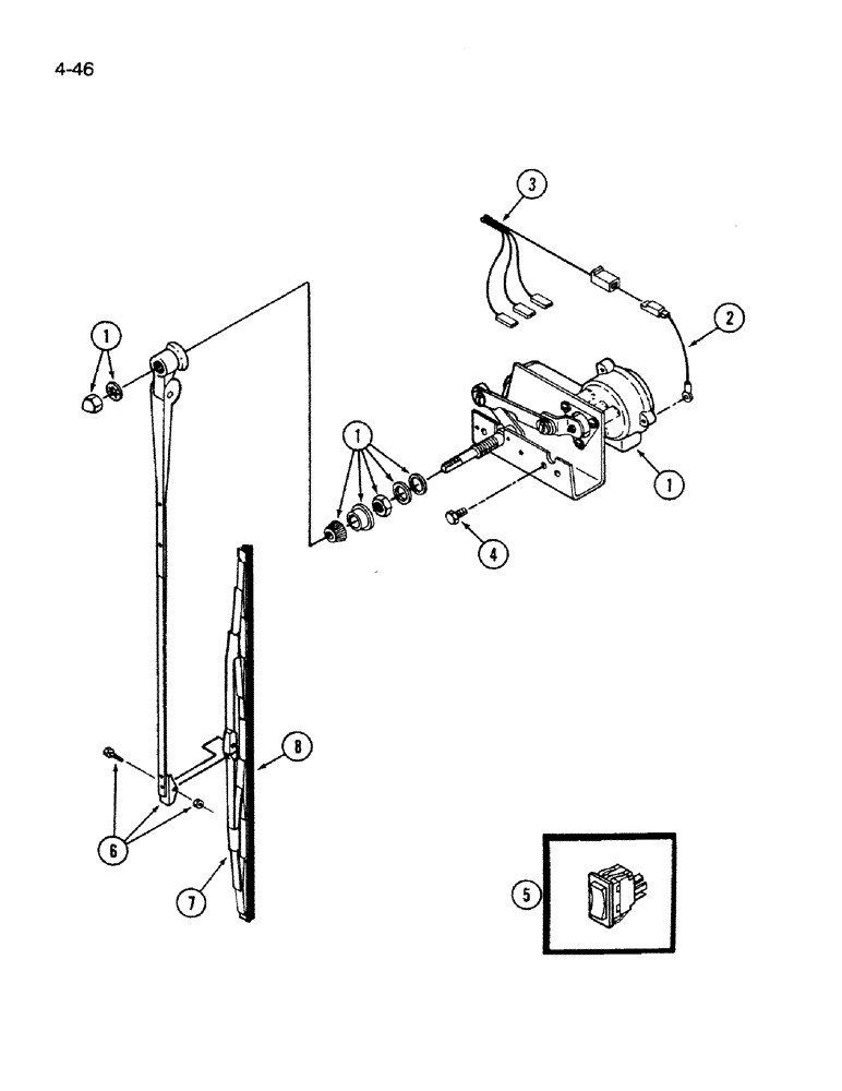 Схема запчастей Case IH 9280 - (4-46) - REAR WIPER, IF EQUIPPED (04) - ELECTRICAL SYSTEMS