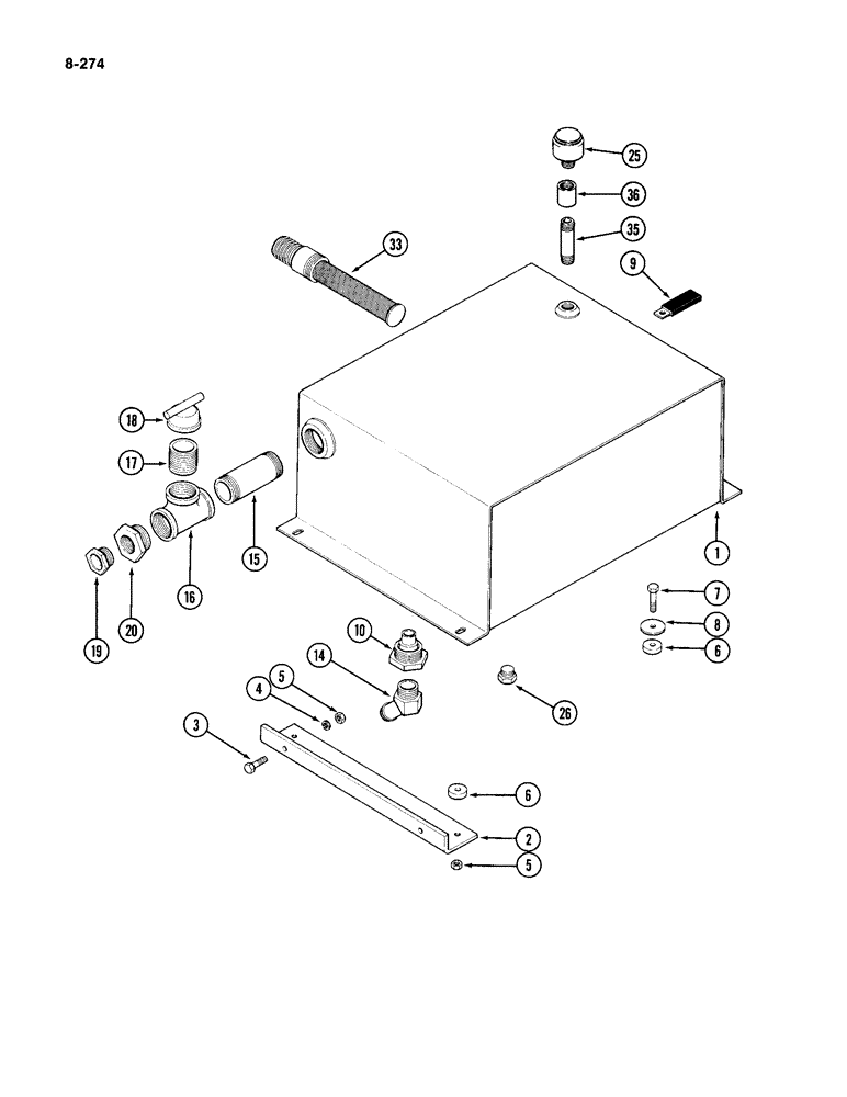 Схема запчастей Case IH 4994 - (8-274) - TRACTOR HYDRAULIC CIRCUIT, OIL RESERVOIR TANK (08) - HYDRAULICS