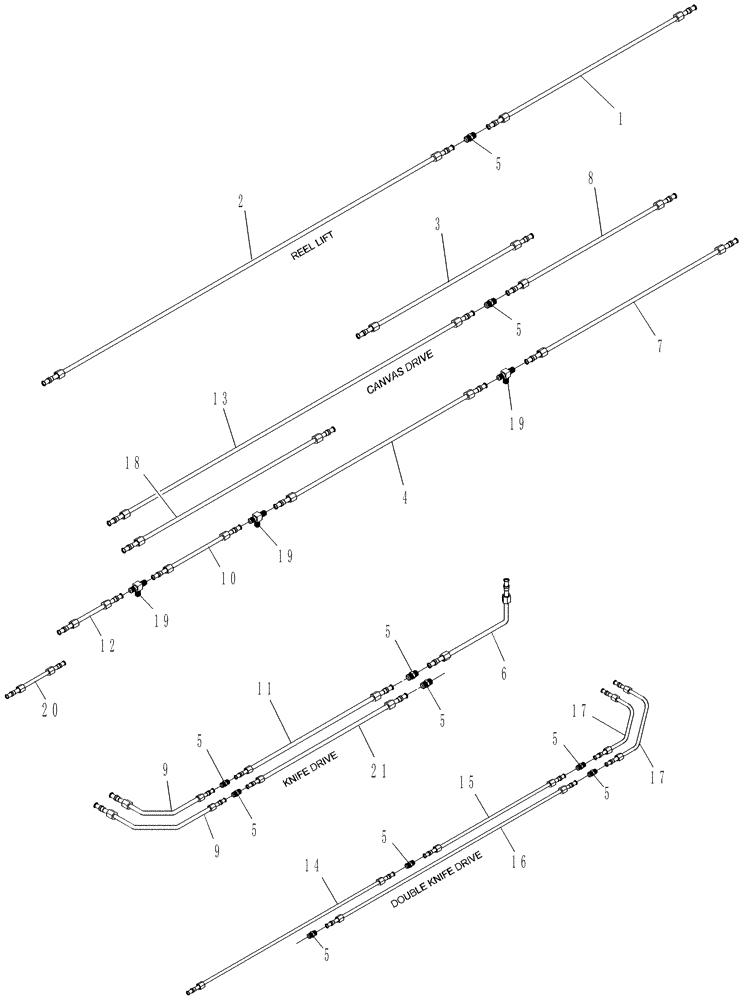 Схема запчастей Case IH DHX252 - (20.07.08[1]) - STEEL LINES, SINGLE SWATH (07) - HYDRAULICS