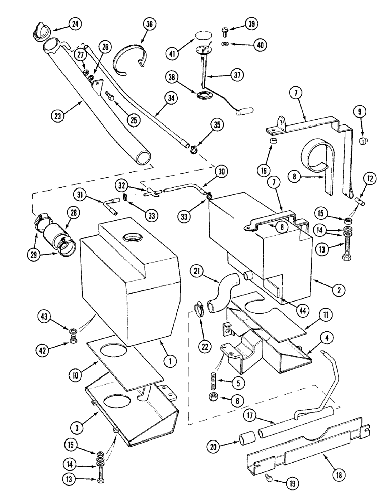 Схема запчастей Case IH 1394 - (3-44) - FUEL TANKS, TRACTORS WITH CAB, PRIOR TO P.I.N. 11505819 (03) - FUEL SYSTEM