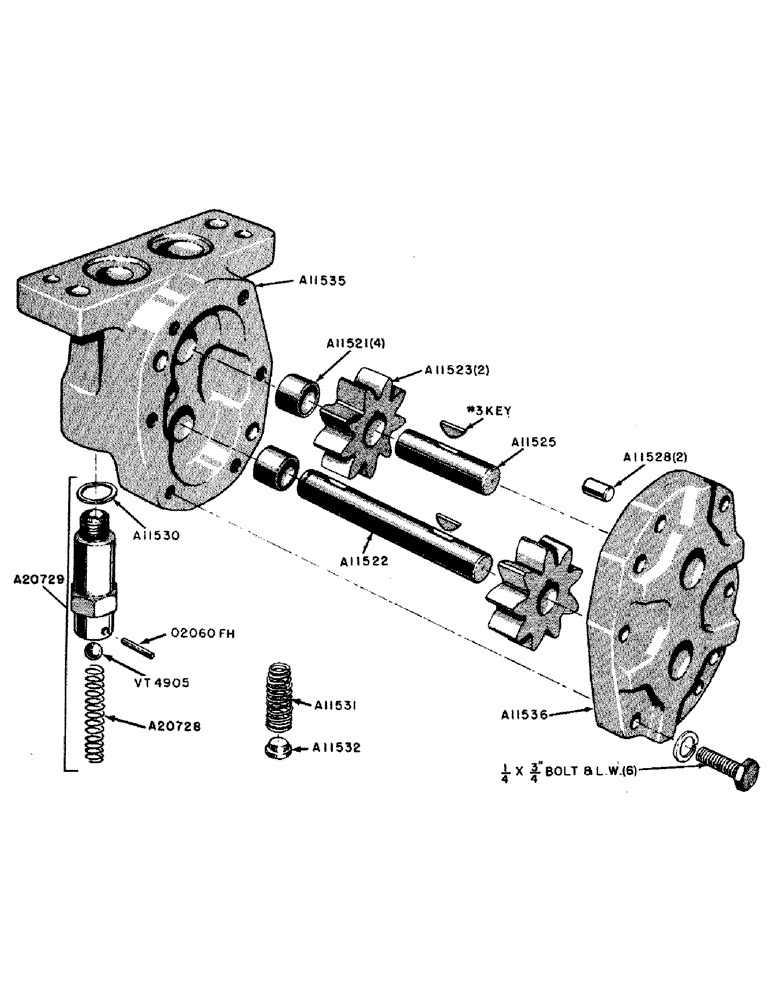 Схема запчастей Case IH 600B-SERIES - (052) - PARTS FOR A11534 CASE-O-MATIC DRIVE PUMP (06) - POWER TRAIN