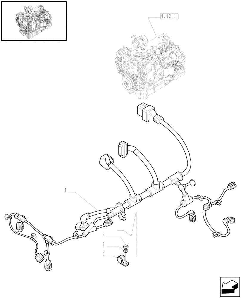 Схема запчастей Case IH PUMA 180 - (0.41.3) - CONNECTIONS CABLE FOR ENGINE INJECTION (01) - ENGINE