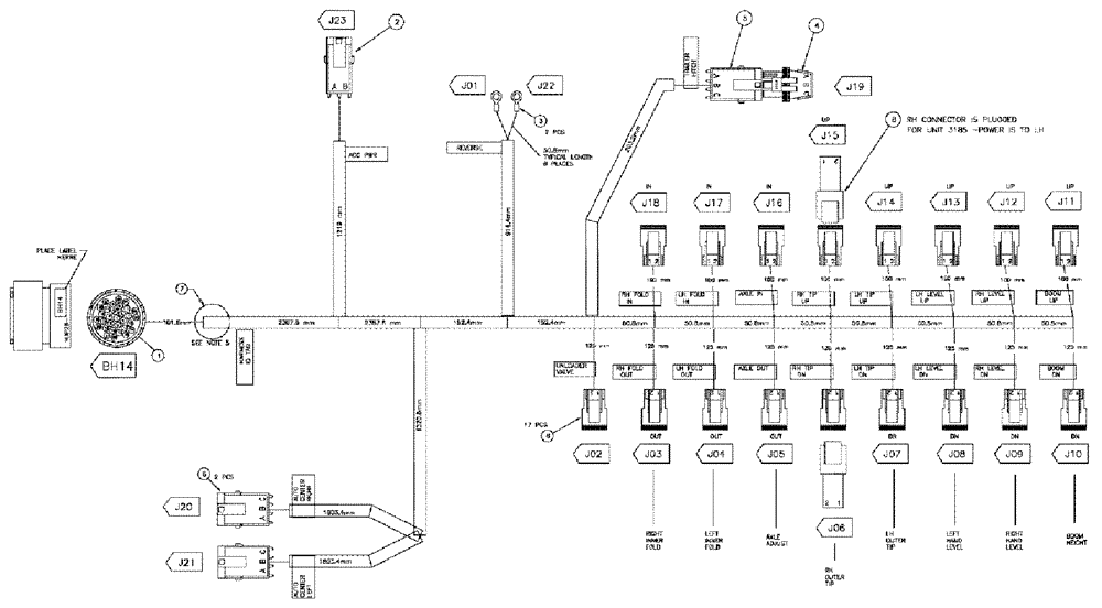 Схема запчастей Case IH 3185 - (12-012) - HARNESS, VALVE BANK (06) - ELECTRICAL