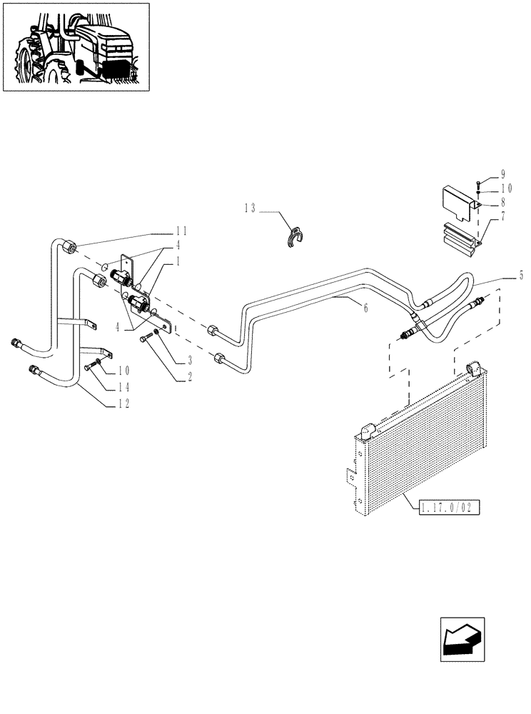 Схема запчастей Case IH MAXXUM 115 - (1.29.7/07) - TRANSMISSION 16X16 AND 17X16 - OIL COOLER PIPES (03) - TRANSMISSION