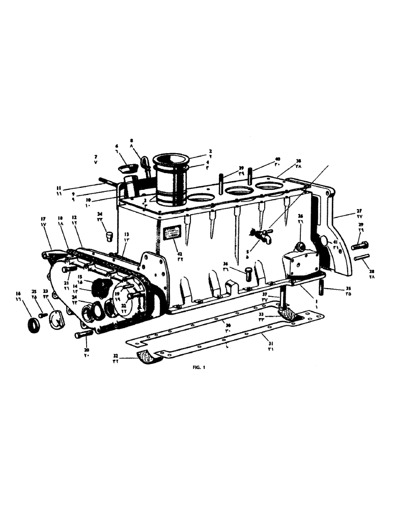 Схема запчастей Case IH 950 - (002) - CYLINDER BLOCK, SLEEVES, COVERS (02) - ENGINE