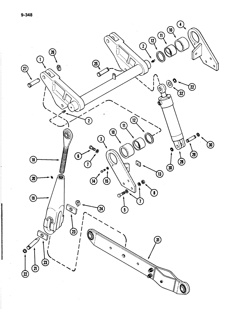 Схема запчастей Case IH 4894 - (9-348) - THREE POINT HITCH LIFT LINKS AND ROCKSHAFT (09) - CHASSIS/ATTACHMENTS