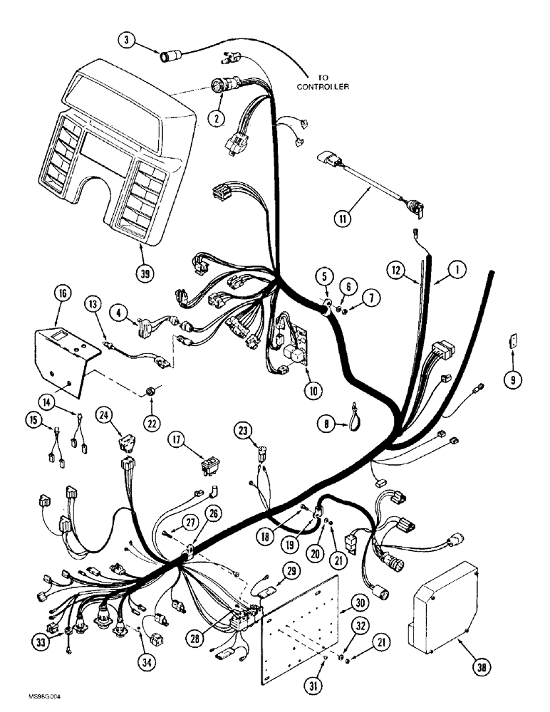 Схема запчастей Case IH 9380 QUADTRAC - (4-002) - LOWER CAB HARNESS (04) - ELECTRICAL SYSTEMS