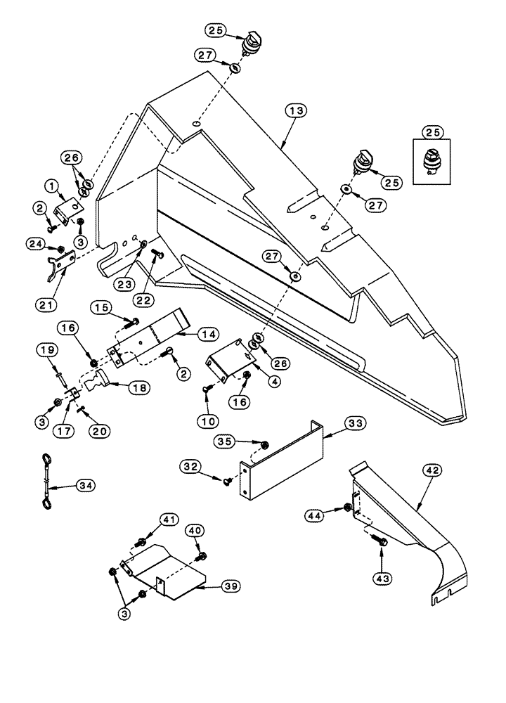 Схема запчастей Case IH 1020 - (09B-12) - KNIFE DRIVE SHIELDS AND SUPPORTS (09) - CHASSIS/ATTACHMENTS