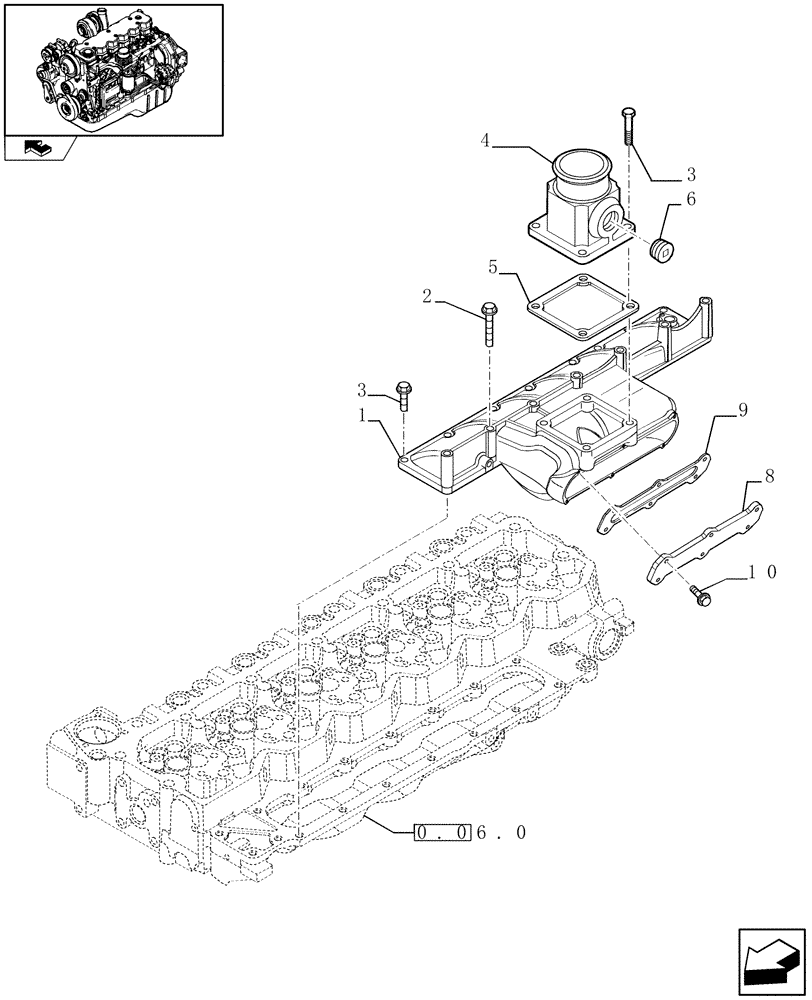 Схема запчастей Case IH F4HE9687M J100 - (0.07.1) - MANIFOLD - INTAKE (2854533 - 2853255 - 2854699) 