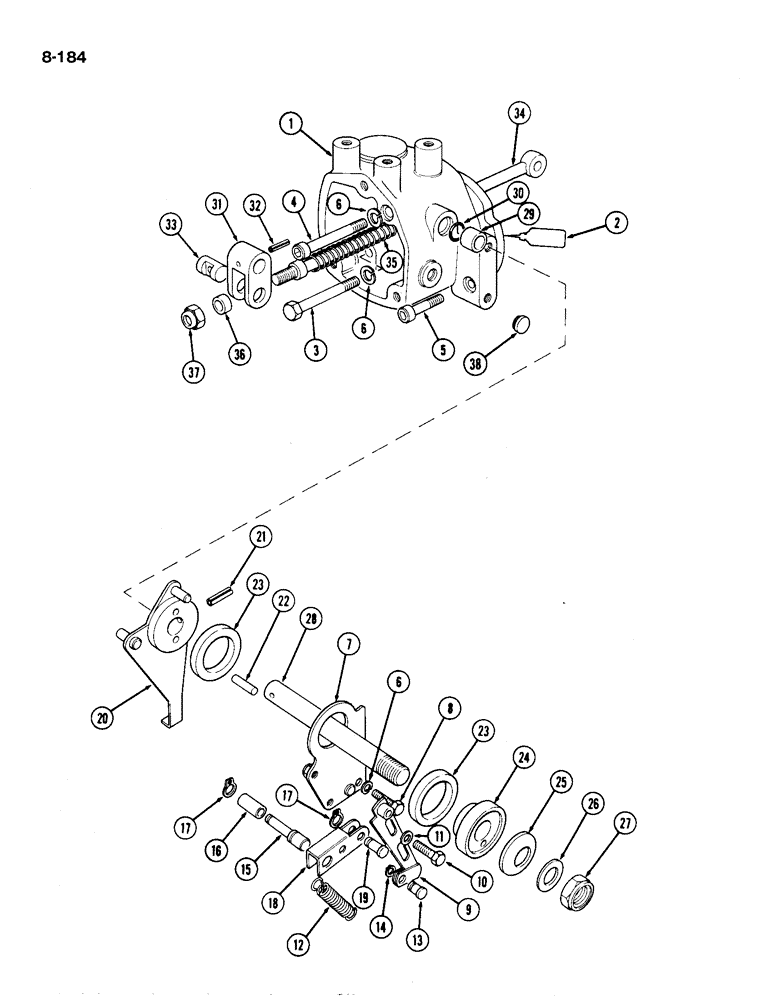 Схема запчастей Case IH 1194 - (8-184) - CONTROL HOUSING, TRACTORS WITHOUT CAB, PRIOR TO P.I.N. 11039983 (08) - HYDRAULICS