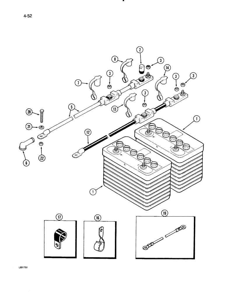 Схема запчастей Case IH 1670 - (4-52) - BATTERY AND BATTERY CABLES (06) - ELECTRICAL