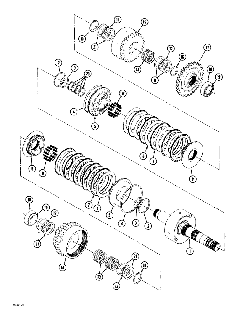 Схема запчастей Case IH 9310 - (6-018) - TRANSMISSION ASSEMBLY, 7 INCH SECOND CLUTCH PACK (06) - POWER TRAIN