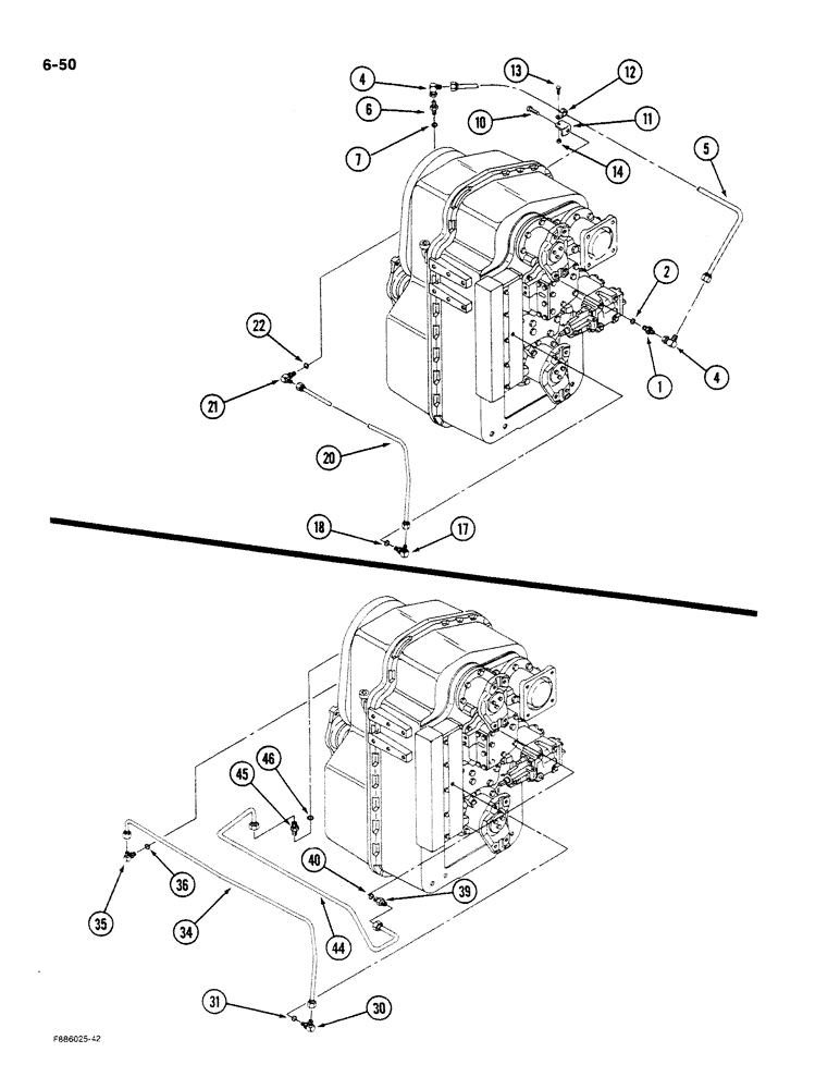 Схема запчастей Case IH STEIGER - (6-050) - TRANSMISSION LUBRICATION, WITH PTO SYSTEM, P.I.N. 17900169 AND AFTER (06) - POWER TRAIN