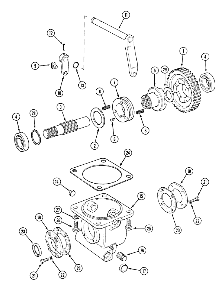 Схема запчастей Case IH 1494 - (6-232) - TRANSFER GEARBOX ASSEMBLY, MFD - POWER SHIFT (06) - POWER TRAIN