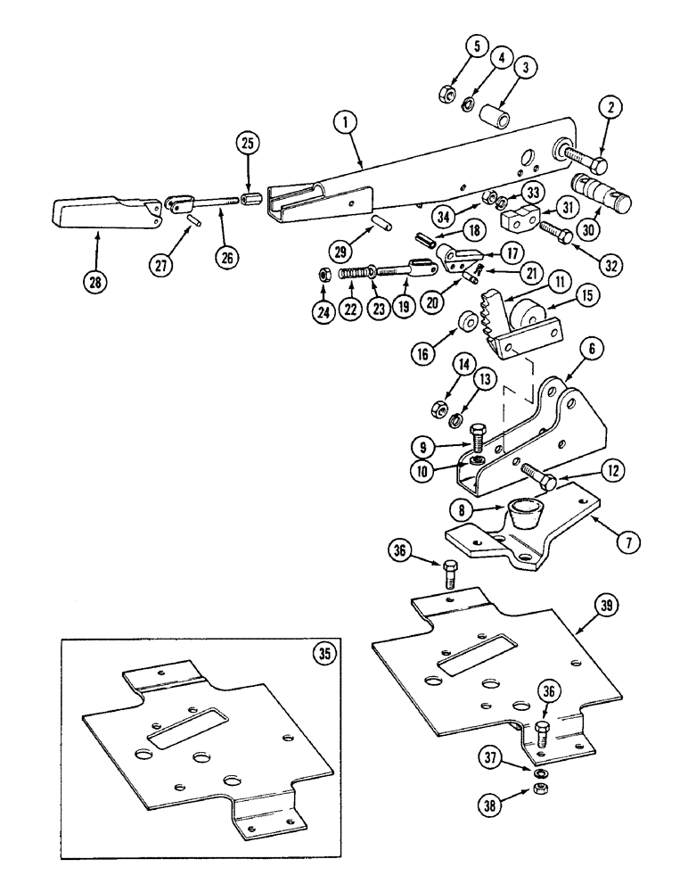 Схема запчастей Case IH 1494 - (7-280) - HAND BRAKE LEVER (07) - BRAKES