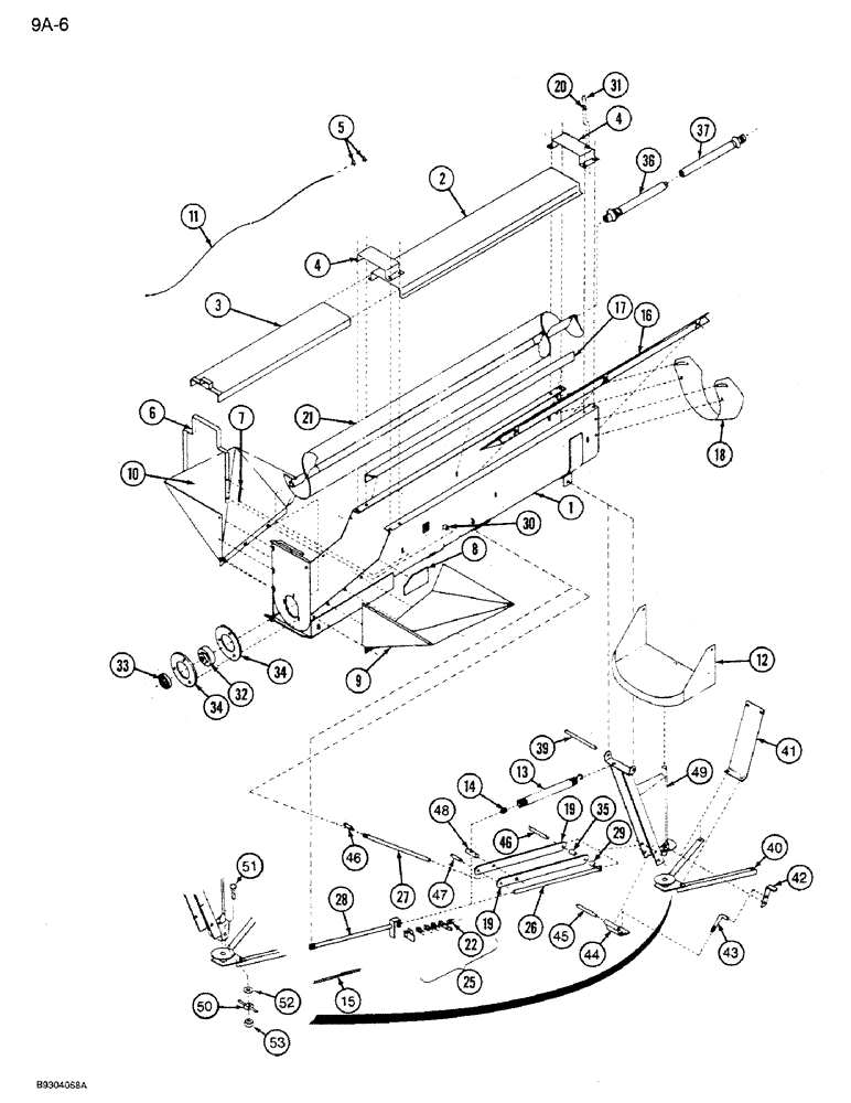 Схема запчастей Case IH 1250 - (9A-006) - AUGER MECHANICAL SWING DRAG FEEDER, 1250 MACHINES, P.I.N. 2288 THRU 2940 (09) - CHASSIS ATTACHMENTS