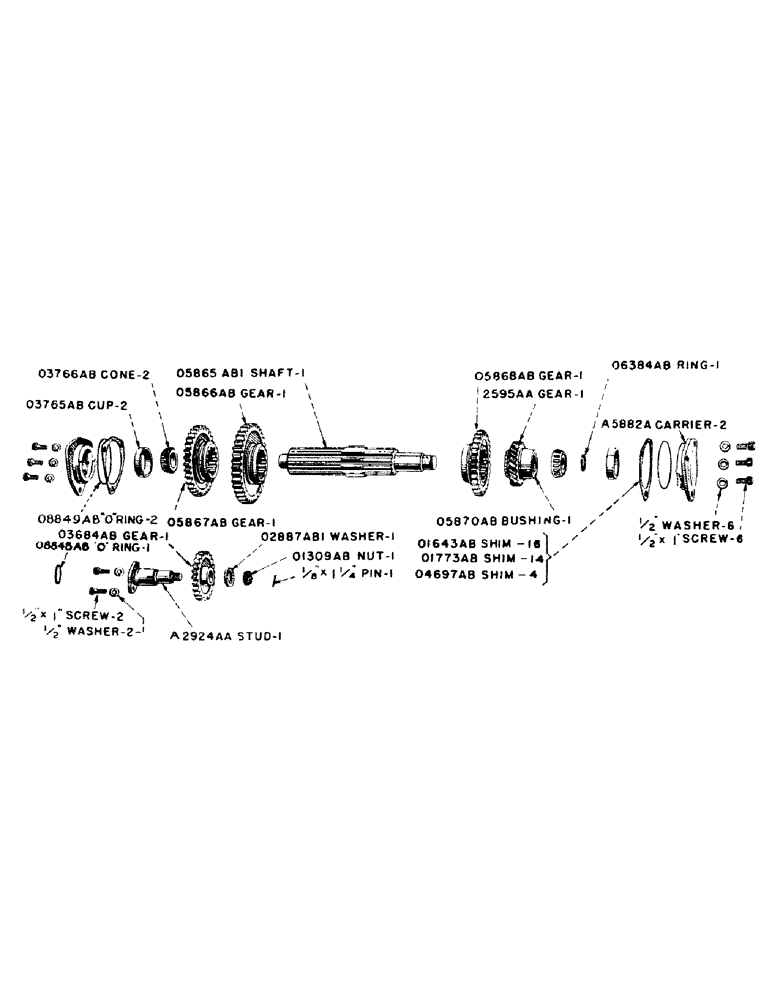 Схема запчастей Case IH SO-SERIES - (057) - SLIDING GEAR SHAFT, S, SC, SO (06) - POWER TRAIN