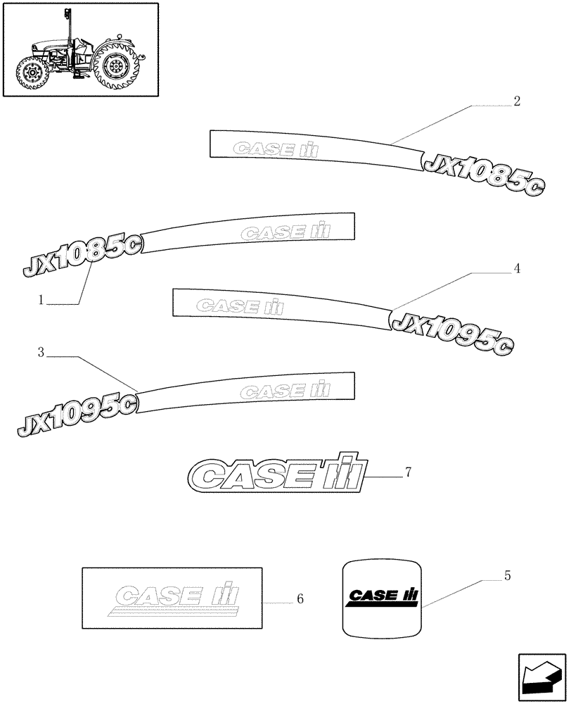 Схема запчастей Case IH JX1095C - (1.98.2) - MODEL IDENTIFICATION DECALS (13) - DECALS