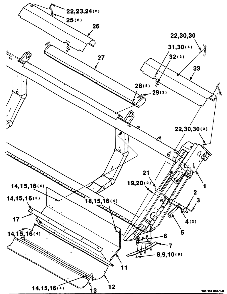 Схема запчастей Case IH 325 - (7-08) - MAINFRAME ASSEMBLY - LEFT (18 FOOT) (58) - ATTACHMENTS/HEADERS