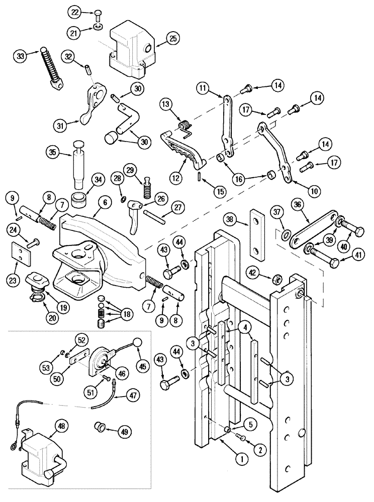 Схема запчастей Case IH MX110 - (09-75) - TRAILER HITCH WITH AUTOMATIC CLEVIS (09) - CHASSIS/ATTACHMENTS