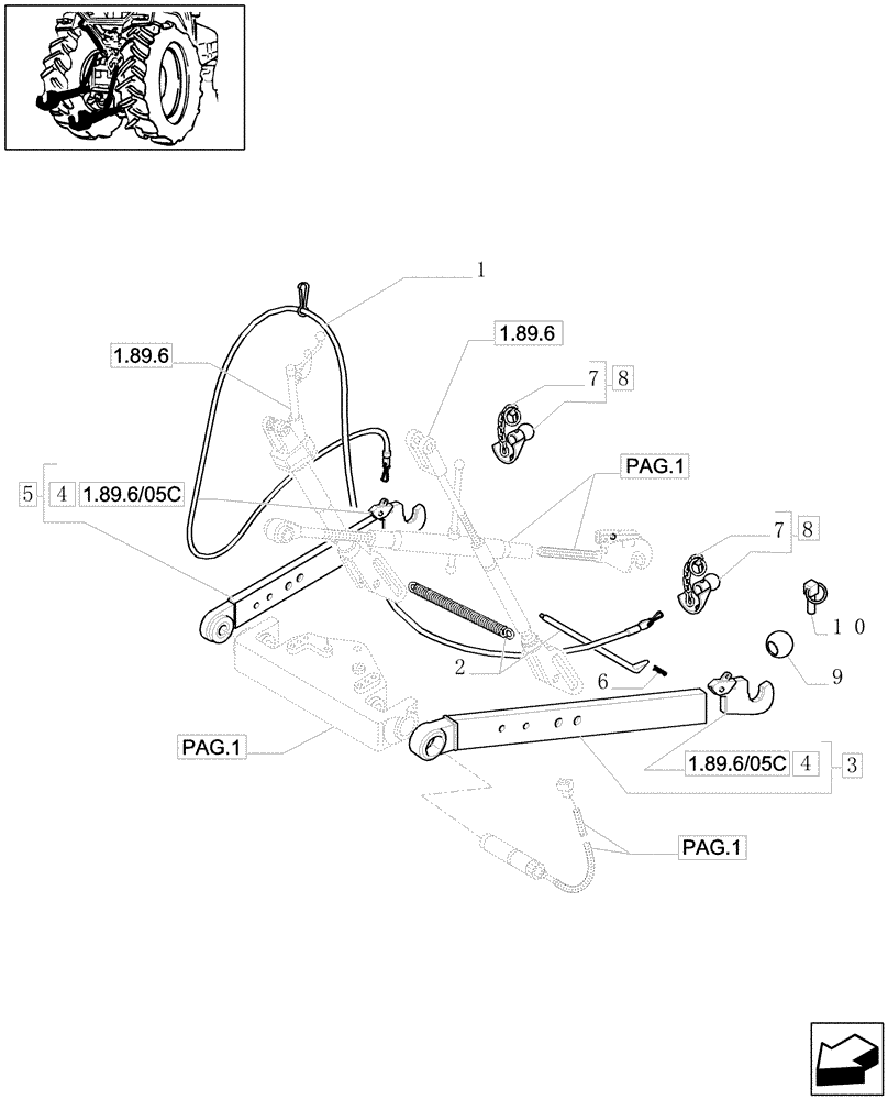 Схема запчастей Case IH JX1090U - (1.89.6/06[02]) - (VAR.250) ELECTRONIC LIFTING - ARMS - TIE-RODS (09) - IMPLEMENT LIFT