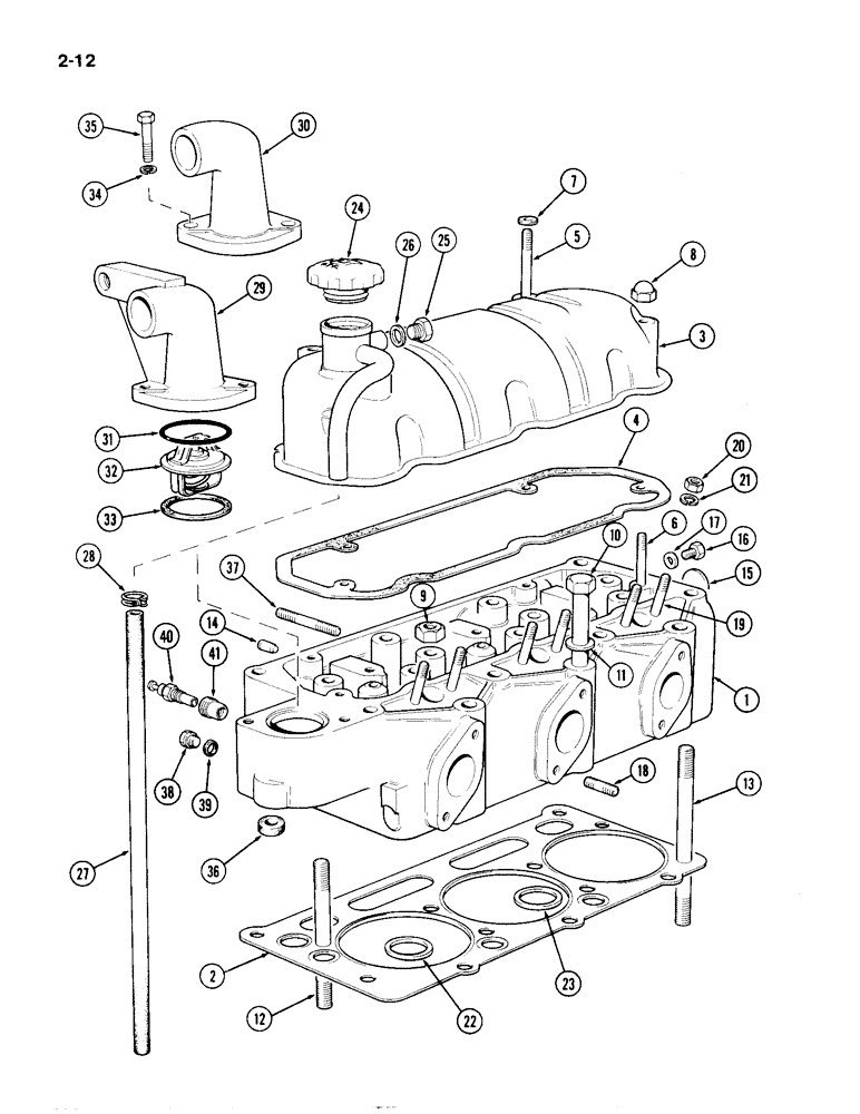 Схема запчастей Case IH 1194 - (2-12) - CYLINDER HEAD (02) - ENGINE