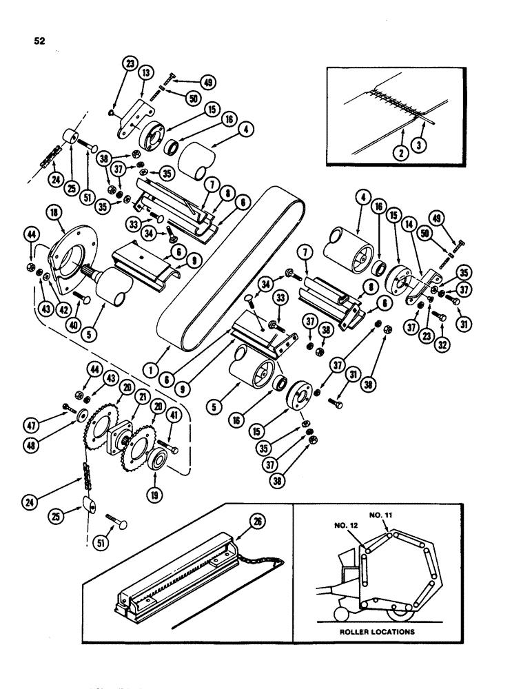 Схема запчастей Case IH 3640 - (52) - BELTS AND ROLLER ASSEMBLIES 11 AND 12 