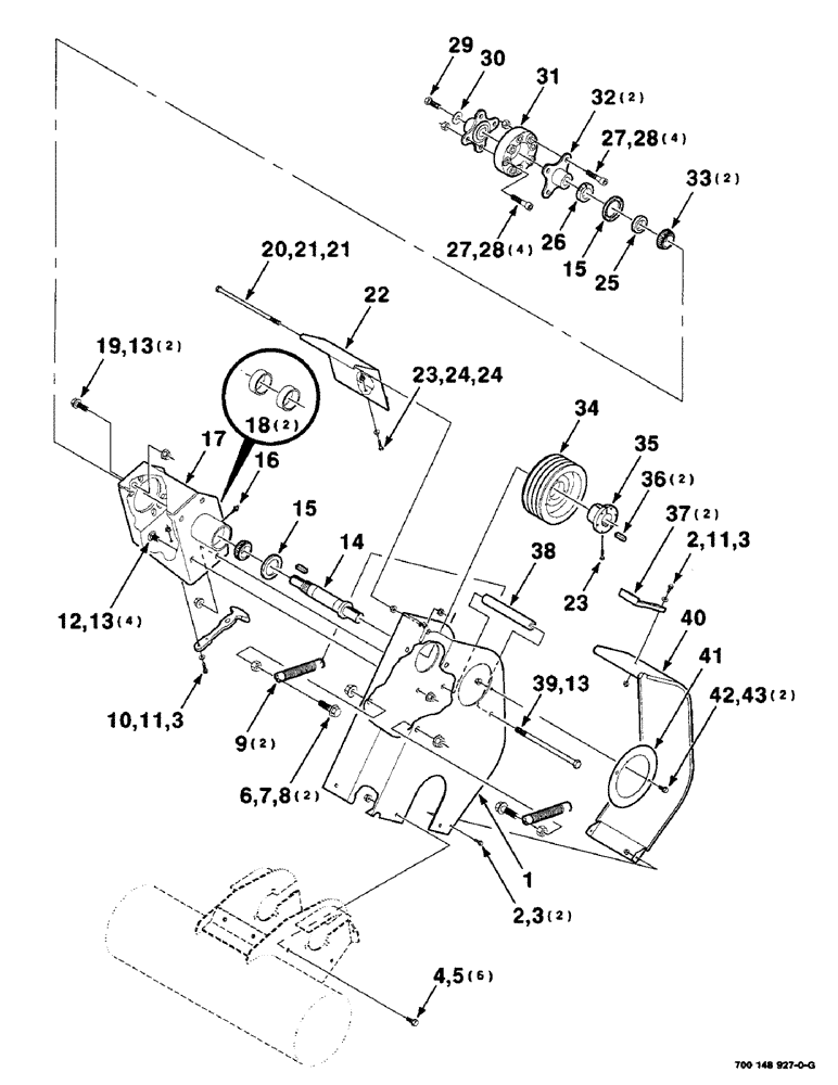 Схема запчастей Case IH 425 - (2-02) - DRIVE ASSEMBLY (58) - ATTACHMENTS/HEADERS