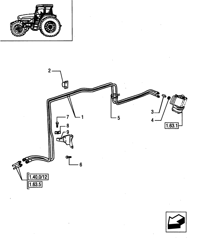 Схема запчастей Case IH JX80 - (1.63.8[02]) - POWER STEERING - PUMP AND PIPES (04) - FRONT AXLE & STEERING