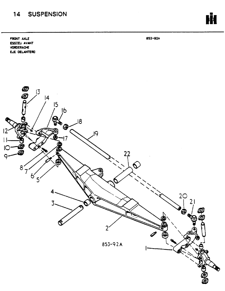 Схема запчастей Case IH 385 - (B12-3) - FRONT AXLE, FOR USE WITH CAMERON GARDNER LOADER Suspension