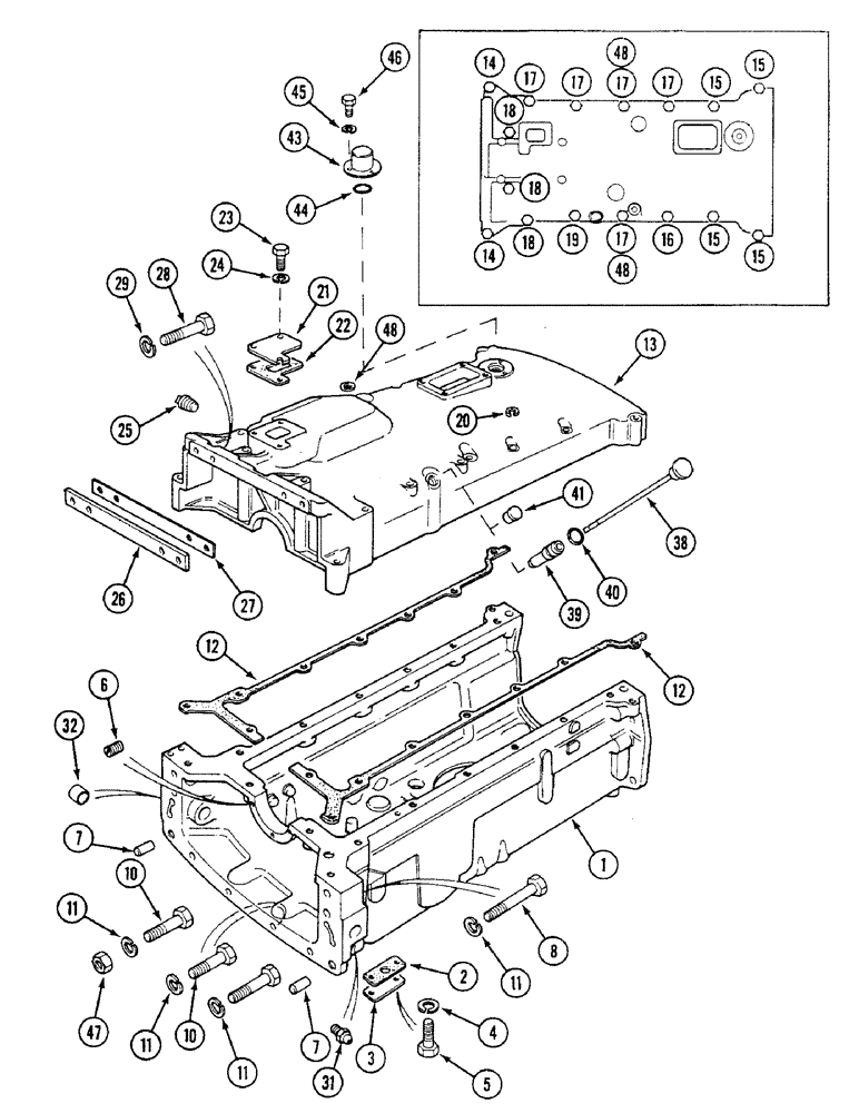 Схема запчастей Case IH 1494 - (9-388) - REAR MAIN FRAME AND GEARBOX COVER, POWER SHIFT TRACTORS (09) - CHASSIS/ATTACHMENTS