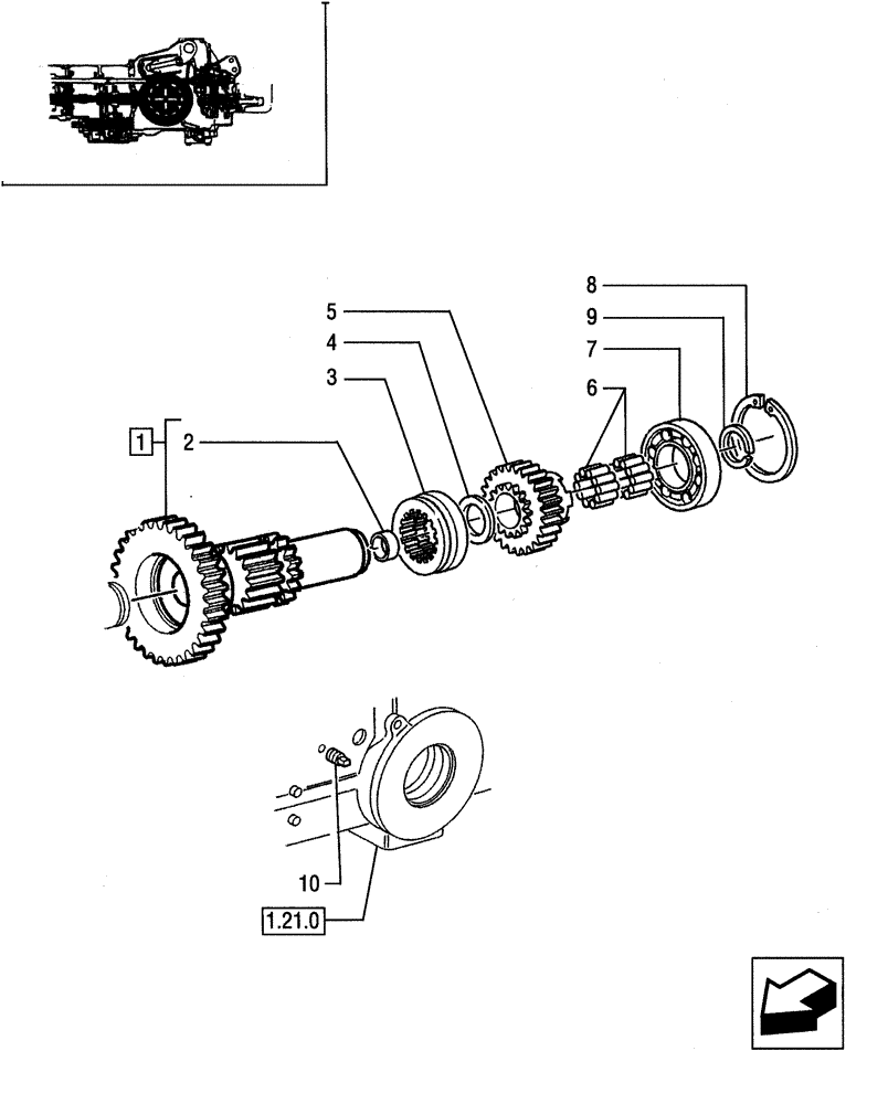 Схема запчастей Case IH JX80 - (1.32.1[02]) - CENTRAL REDUCER GEARING - DRIVE SHAFT AND GEARINGS (03) - TRANSMISSION