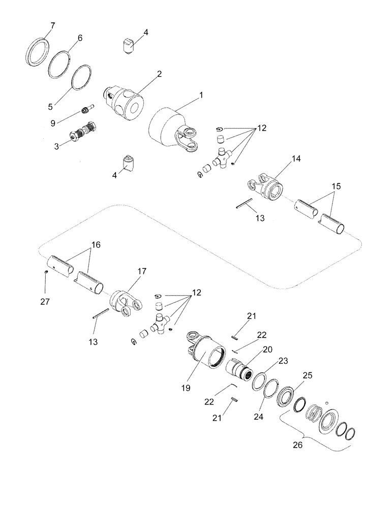 Схема запчастей Case IH 620 - (09A-06) - DRIVE SHAFT, MAIN DRUM, 6 ROW WIDE AND 6 ROW NARROW (13) - PICKING SYSTEM