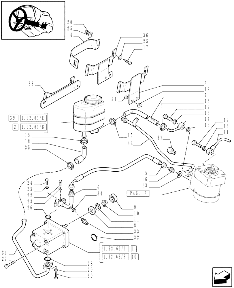 Схема запчастей Case IH JX90 - (1.92.63[03]) - POWER STEERING - PUMP AND PIPES - C7015 (10) - OPERATORS PLATFORM/CAB