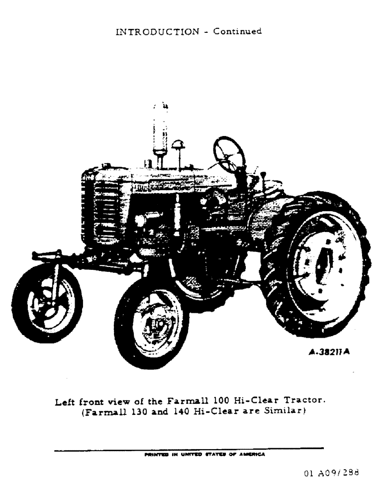 Схема запчастей Case IH 130 - (01-13) - INTRODUCTION - LEFT FRONT VIEW OF THE FARMALL 100 HI-CLEAR (00) - GENERAL