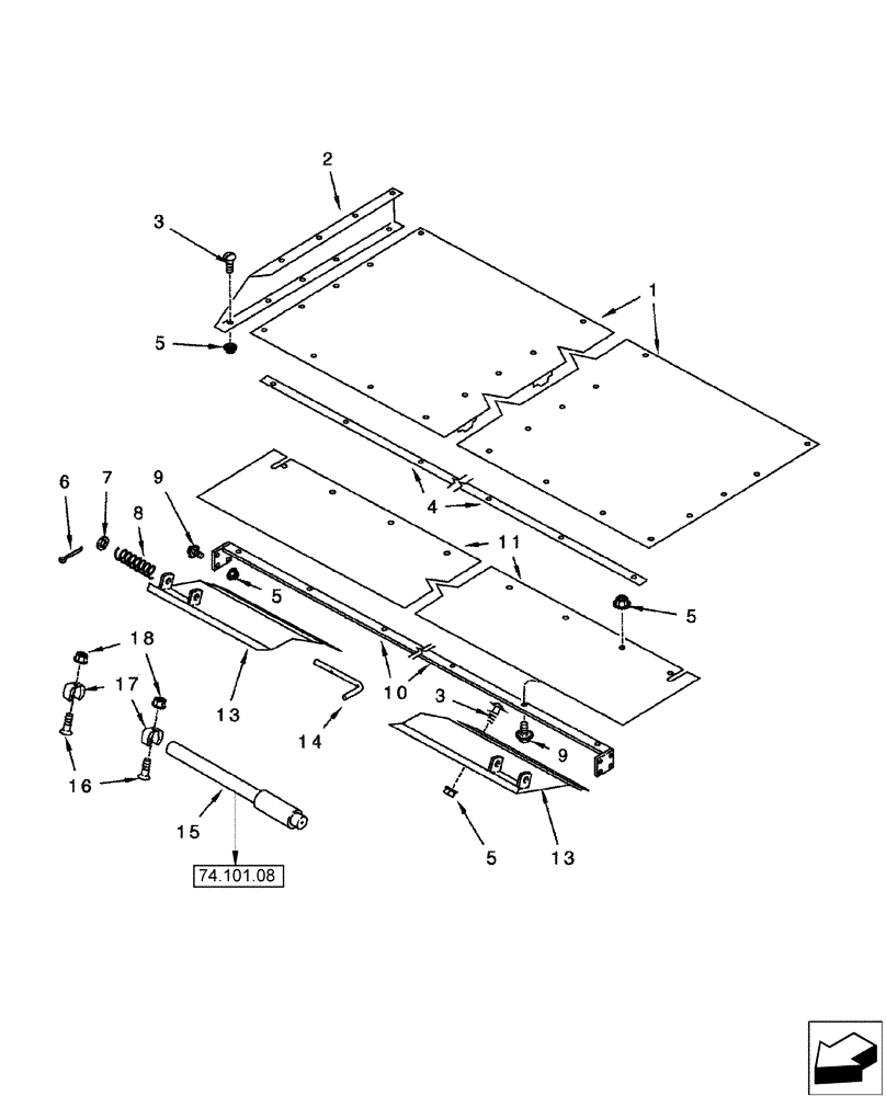 Схема запчастей Case IH 2588 - (74.140.11) - TAILINGS AUGER TROUGH PANEL AND GATE - MODELS WITH STRAW SPREADER (74) - CLEANING