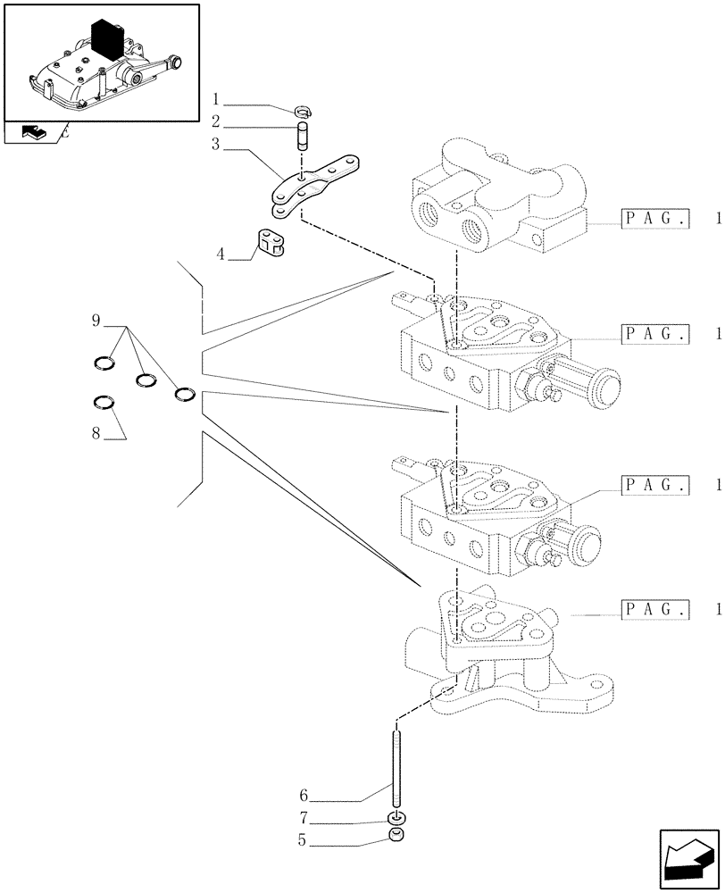 Схема запчастей Case IH FARMALL 95C - (1.82.7/05[02]) - 2 REAR REMOTE VALVES - RINGS (VAR.330108) (07) - HYDRAULIC SYSTEM