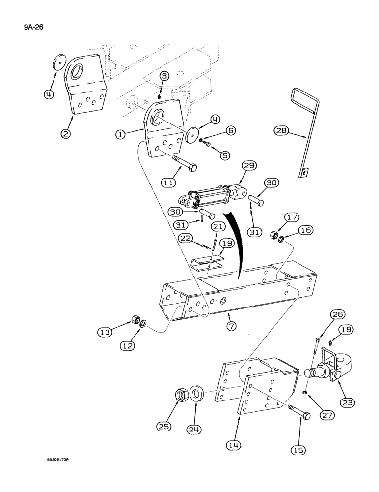 Схема запчастей Case IH 950 - (9A-26) - LOWER TONGUE HITCH, 12 AND 16 ROW NARROW, FRONT FOLD (09) - CHASSIS/ATTACHMENTS